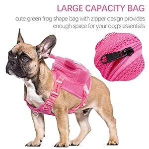   IDOMIK-Dog-Backpack-Harness-No-Pull-Dog-Backpack-with-D-Ring-for-Small-Medium-Dogs-Cute-Self-Carrier-Backpack-for-Dogs-to-Wear-Adjustable-Dog-Harness-Backpack-for-Traveling-Camping-HikingPigXS