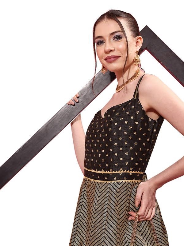 Image of Ahalyaa Chevron Printed Maxi Ethnic Dress