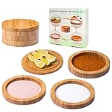 USEEKRIL 1 Pack 3-Tier Bamboo Margarita Salt Rimmer Set,Salt&Sugar Rimmer for Cocktails Drinks,Cocktail Glass Rimmer Tools with Magnetic Swivel Lid for Bartenders,Home Bar,Parties