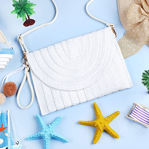 Image of Frienda Straw Purses for Women Straw Clutch Crossbody Bag Summer Beach Shoulder Bag Woven Envelope Wallet Handbags