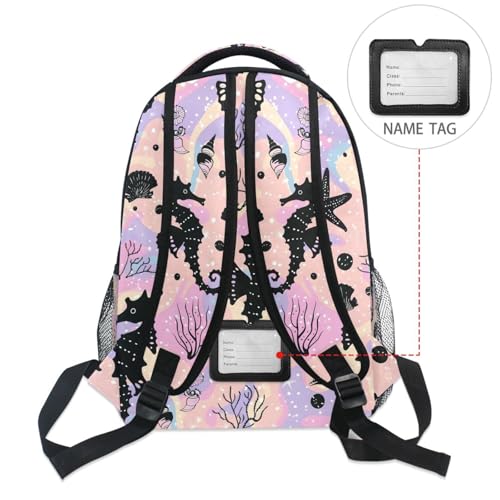 ALAZA Seahorse Star Coral Seashells Backpacks for Girls Boys Elementary School Bag Kids Bookbag Personalized Travel Daypack 3rd 4th 5th Grade Rucksack 16in2