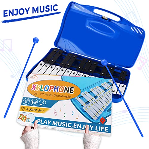 Image of EASTROCK 25 Notes Xylophone Professional Glockenspiel with Box Darkblue
