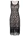 PrettyGuide Women 1920s Sequin Paisley Racer Back Tassels Hem Flapper Cocktail Dress Pure Black Small