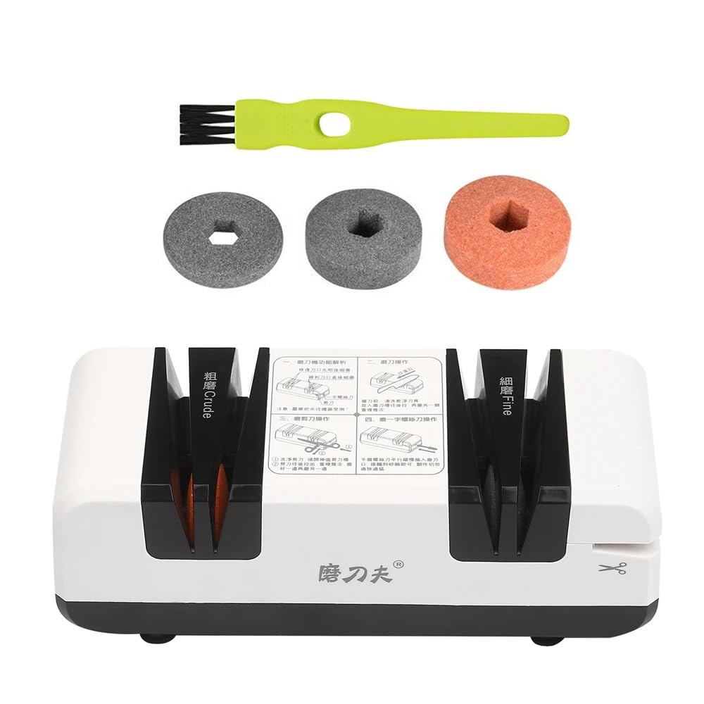 Elektryczna ostrzałka do noży Automatyczne ostrzałki do cięcia 15-stopniowy skos Surowe i drobne rowki Noże Nożyczki Kuchenna maszynka do mielenia(Red Set 2)