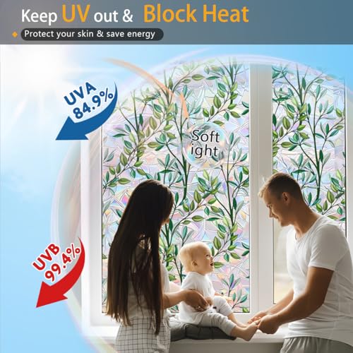 Vinilo decorativo para ventana hojas verdes 35.4 x 78.7 in miniatura 3