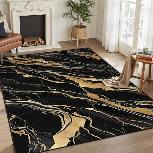 Tapete black gold 5'x7' para sala y dormitorio miniatura 1