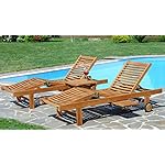 ALEOS Teak Sonnenliegen JAV-Cozy 2er-Set mit Tisch