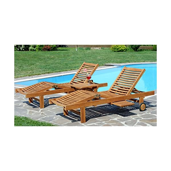 ALEOS Teak Sonnenliegen JAV-Cozy 2er-Set mit Tisch
