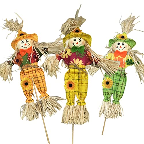3pcs Halloween Harvest Scarecrow, Fall Harvest Standing Scarecrow, Small Autumn Scarecrow Decoration...