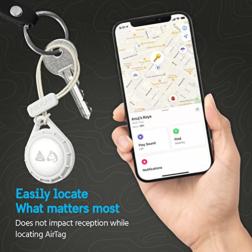 Image of Pelican Protector AirTag Holder - AirTag Keychain w /Rugged Strap Loop [Impact Resistant] [Travel Essentials] - Protective Air Tag Case for Dog Collar, Backpack, Keys, Luggage - Clear