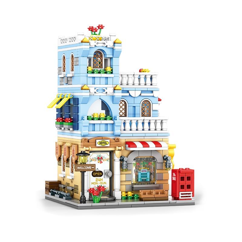 Image of SKY LINE OCEAN City Series Building Blocks Set (713+ Pieces), Urban House & Store Model, DIY STEM Educational Construction Toy for Boys & Girls Age 5+, Durable Bricks, 5-Year Warranty