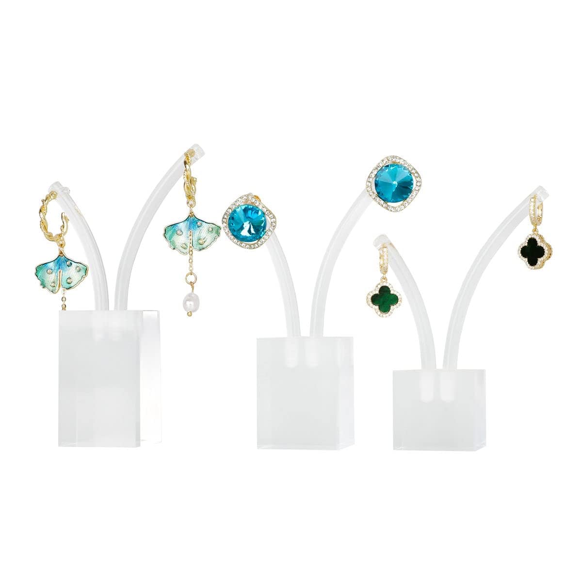 Acrylic Earrings Display, Earring Display Holder Y-bar Earrings Display Stand Holder Tree Stand Earring Holder Countertop Hanging Jewelry Organizer for Necklaces Bracelet Earrings(Clear 3 Pieces)