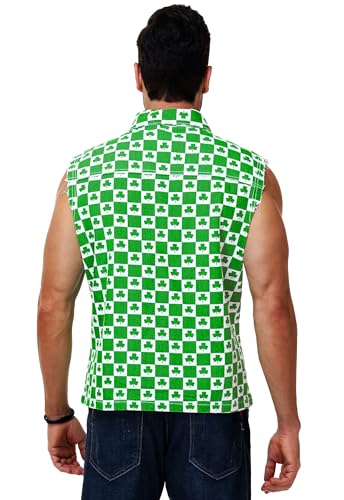 Image of AOBUTE Mens 4th of July Denim Vest American Flag Print Sleeveless Jean Jacket