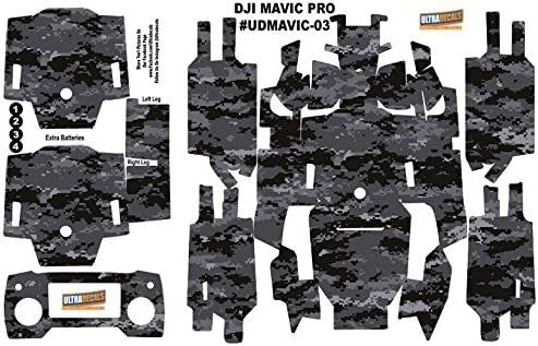 Black Camouflage DJI Mavic Pro Skin Wrap Decal Sticker Battery Body