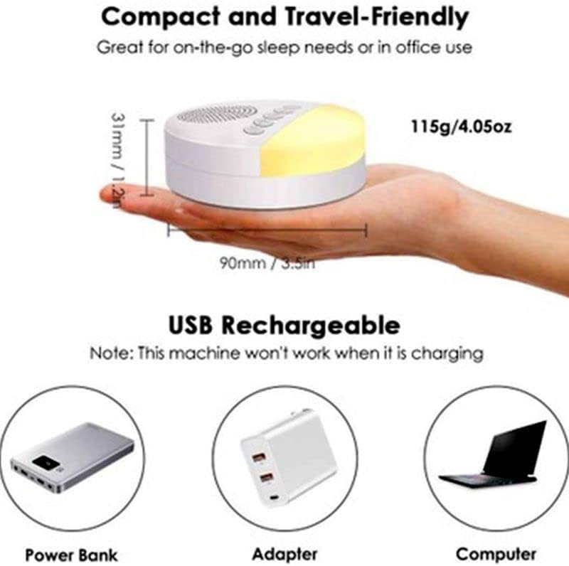 Temporizador de apagado automático Máquina de sonido Sonidos relajantes naturales Terapia portátil Máquina de ruido blanco Sonidos de alta fidelidad for bebés Adultos Relajación for dormir Tono y volu