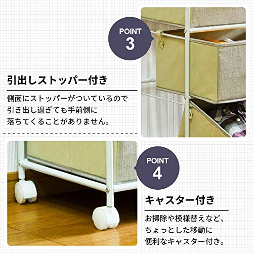 Amazon｜チェスト 4段 幅50cm キャスター付き ファブリック ランドリー