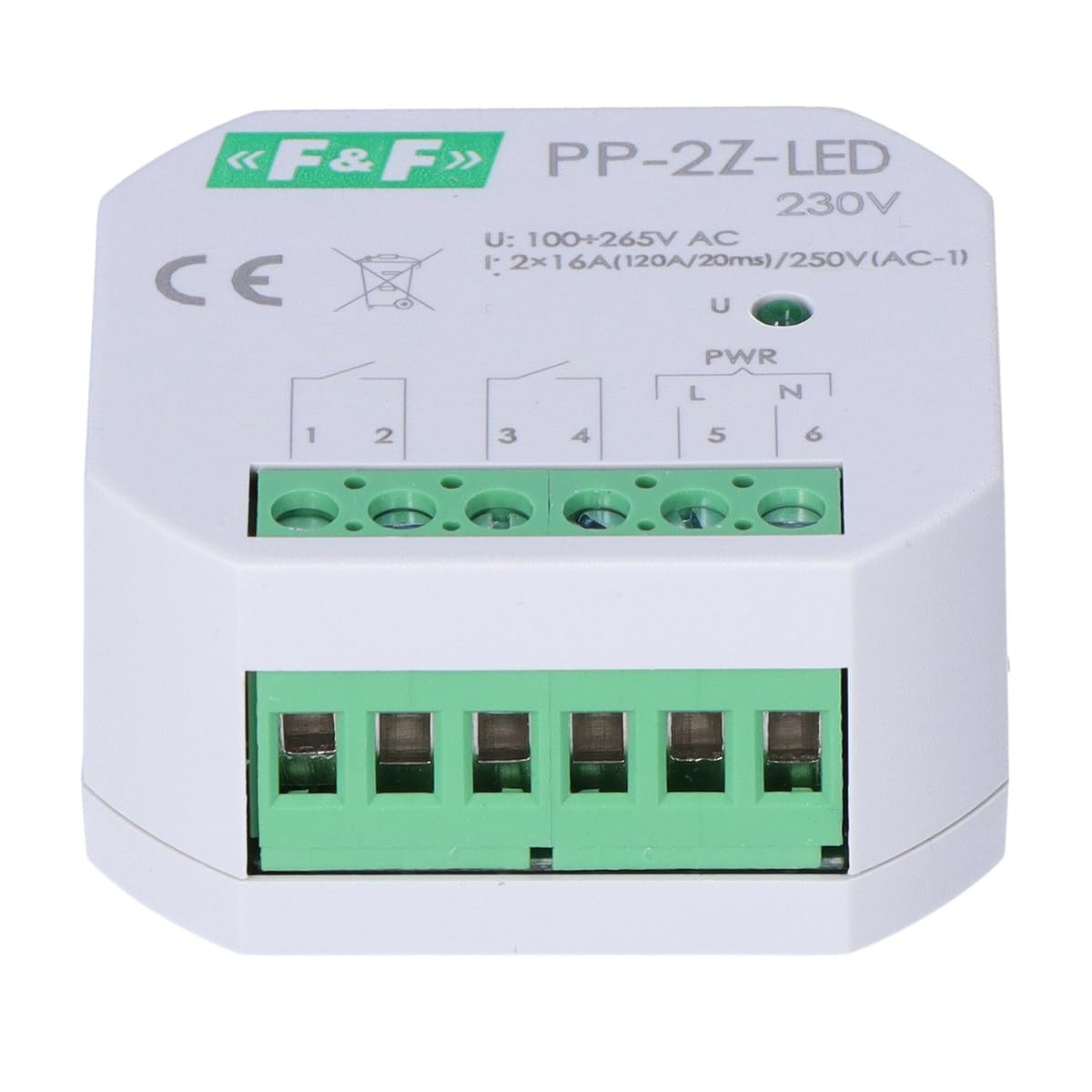 Elektromagnetische Relais 2Z 16A 100-265V AC (160A/20ms) PP-2Zi-230V f&f 5908312598572