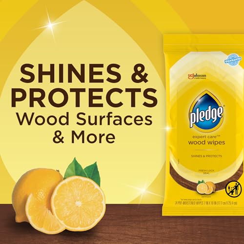 Image of Pledge Expert Care Enhancing Wood Wipes, Lemon Scent, 24 Count