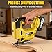 Cordless Jig Saw 20V, Electric Jigsaw Tool with Battery and charge, 2900RPM Variable Speed for Wood Cutting, 3 Orbital Settings for Straight/Curve Cutting, 1 Battery