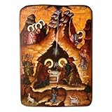 Nativity of Christ Greek Orthodox Icon on Wood, Made in Greece / A0