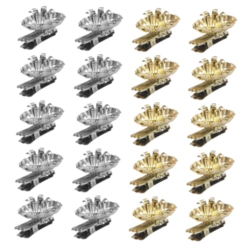 Uonlytech Lot de 20 Pinces Porte-Bougies en Métal Doré et Argenté Clips Décoratifs pour Porte-Bougie de Noël Support Stable pour Bougies Accessoires Sapin de Noël Décoration Festive