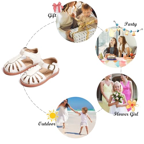 Image of Felix & Flora Toddler Girls Sandals Soft Rubber Princess Flat Shoes Flower Girl Shoes