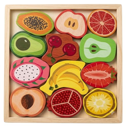 Image of HAPPY HUES Sorting & Stacking Toy- Skills Enhancement Motor Skill Toys for Toddlers /Kid -Magnetic- Capture The Worms Toys | Early Educational-Montessori Toy (Fruit Sort)