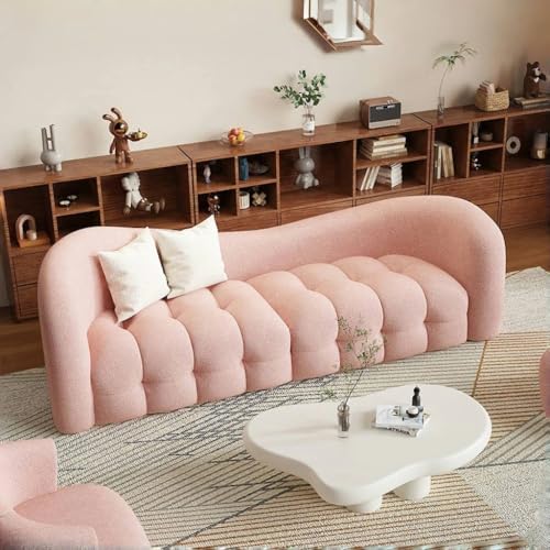 Image of LEGACY OF COMFORT German Curved Sofa Modern Simple Style Living Room Sofa (Pink)