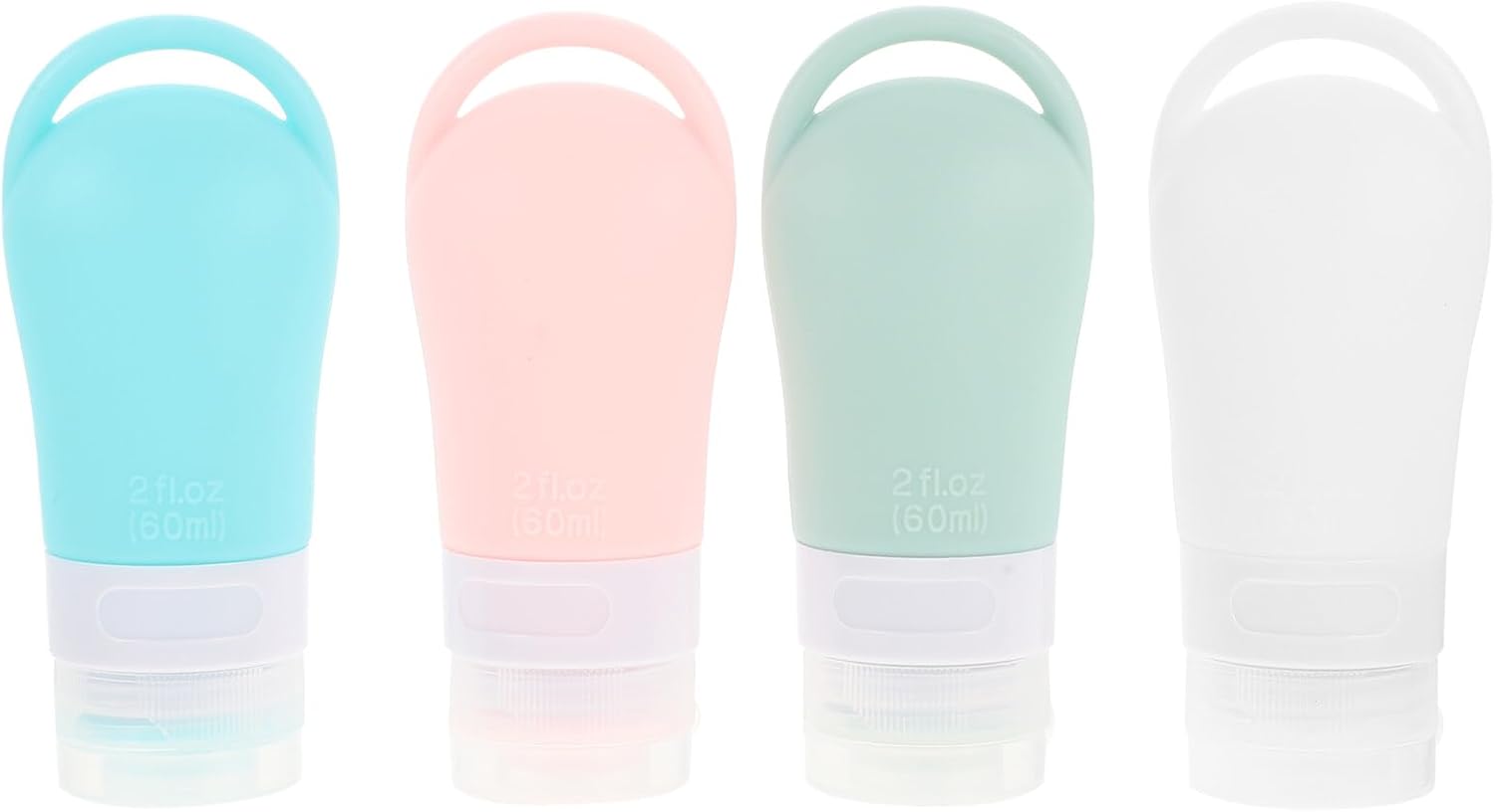 ULTECHNOVO 4Pcs Hanging Silicone Travel Bottles Portable Lotion Shampoo Conditioner Containers for Toiletries Storage Wear-resistant Squeeze Bottles for Skincare and Travel Use