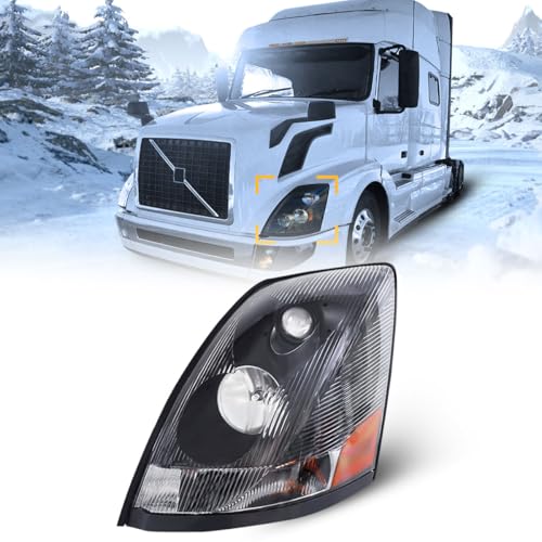 Unitedlu Black Headlight Headlights Compatible with 2004-2017 VOLVO VNL 670 780,Left Side Lamp Assembly
