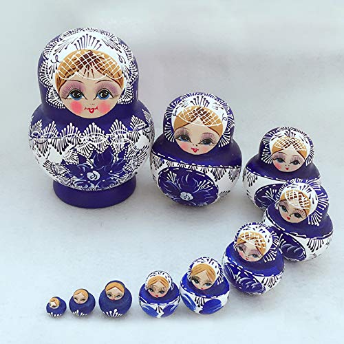 XUJIQI 10-Layer Russian Nesting Dolls, Handcrafted Satin Wood Matryoshka Dolls for Kids & Adults, Holds Items, Christmas Decoration (1 Set)