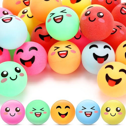ShinyRelief 24 PCS Table Tennis Balls Novelty Face 3 Special Emotion Cute Table Tennis Balls Accessories for All Golfers Christmas Birthday Gift Fun Table Tennis Gift(Multicolor)