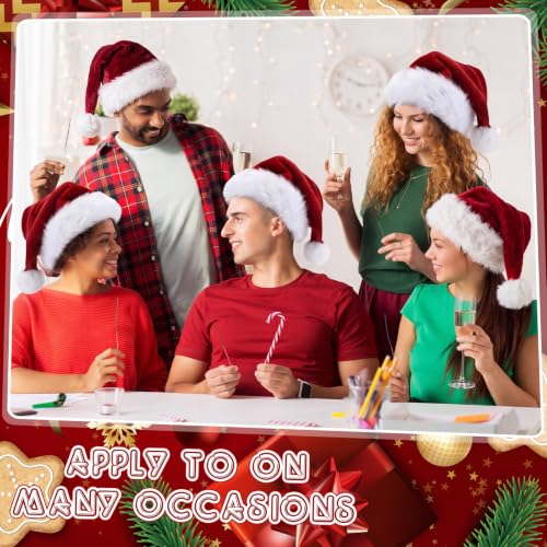 Image of Vicenpal Brick Red 20 Pcs Santa Hats Bulk Plush Christmas Hats for Adults Women Men Holiday Party Costume (Classic)