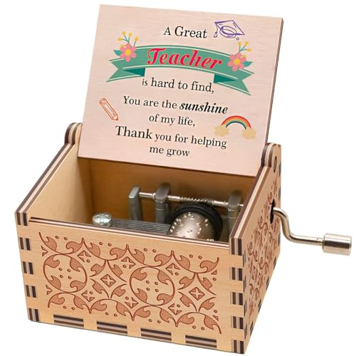 Micteney Regalos de agradecimiento para maestros de guardería, caja de música personalizada para profesores de fin de año, regalos de despedida de profesor