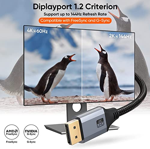Image of CableCreation DisplayPort Cable 3 FT 2 Pack, DP Cable 1.2 [4K@60Hz, 2K@165Hz, 2K@144Hz], Nylon Braided DP to DP, Male to Male Cable Compatible with PC, Laptop, TV, Gaming Monitor