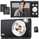 Digital Camera,4K Autofocus Point and Shoot Digital Camera with 32GB Card,48MP Portable Compact Camera Photography for Teens Adult Beginner with 16X Zoom,Anti-Shake,2 Batteries(Black)