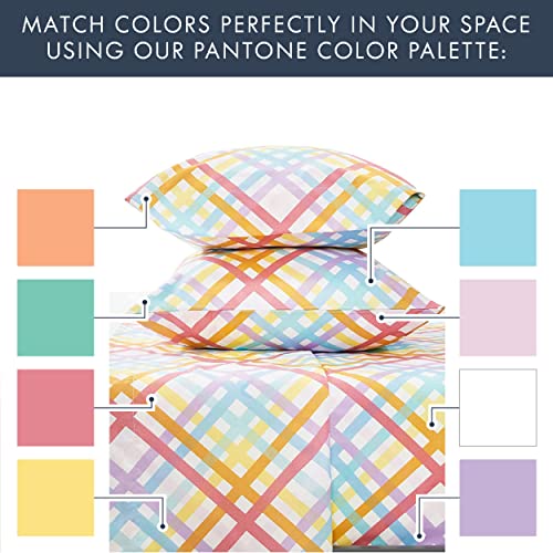 Where The Polka Dots Roam Colorful Rainbow Gingham Sheets, Full Sheets For Girls, Kids, Teens And Adults, Wrinkle Resistant, Super Soft Sheets. Fun Bedding In White, Blue, Yellow, Pink, Purple #TOP1