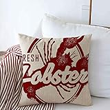 Dekokissen Kissenbezüge Neuengland Meeresfrüchte Grunge Vintage Stil Gummi Hummer Stempel, Beunruhigt, Transport, Essen, Trinken Quadrat Kissenhülle Weiche Bett Kissenbezüge