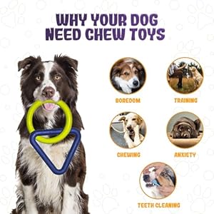 Interactive durable dog chew toys for aggressive small medium large breed chewers indestructible rubber scented chewing triangle ring pull dog toys for teething training or boredom   cucciolini doodles