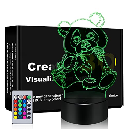 BASSI Panda Gift Lamp, 16 Color Changing Night Light - Remote Control Panda Toy for Kids, Birthday & Christmas Gifts for Boys & Girls Age 3-9