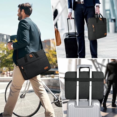 ESTARER Laptop Bag 17-17.3 Inch, Computer Bags for Men Water-resistant Canvas Laptop Case Slim Laptop Sleeve Fits Hp/Dell/Asus/Lenovo/Acer, Dark Grey2