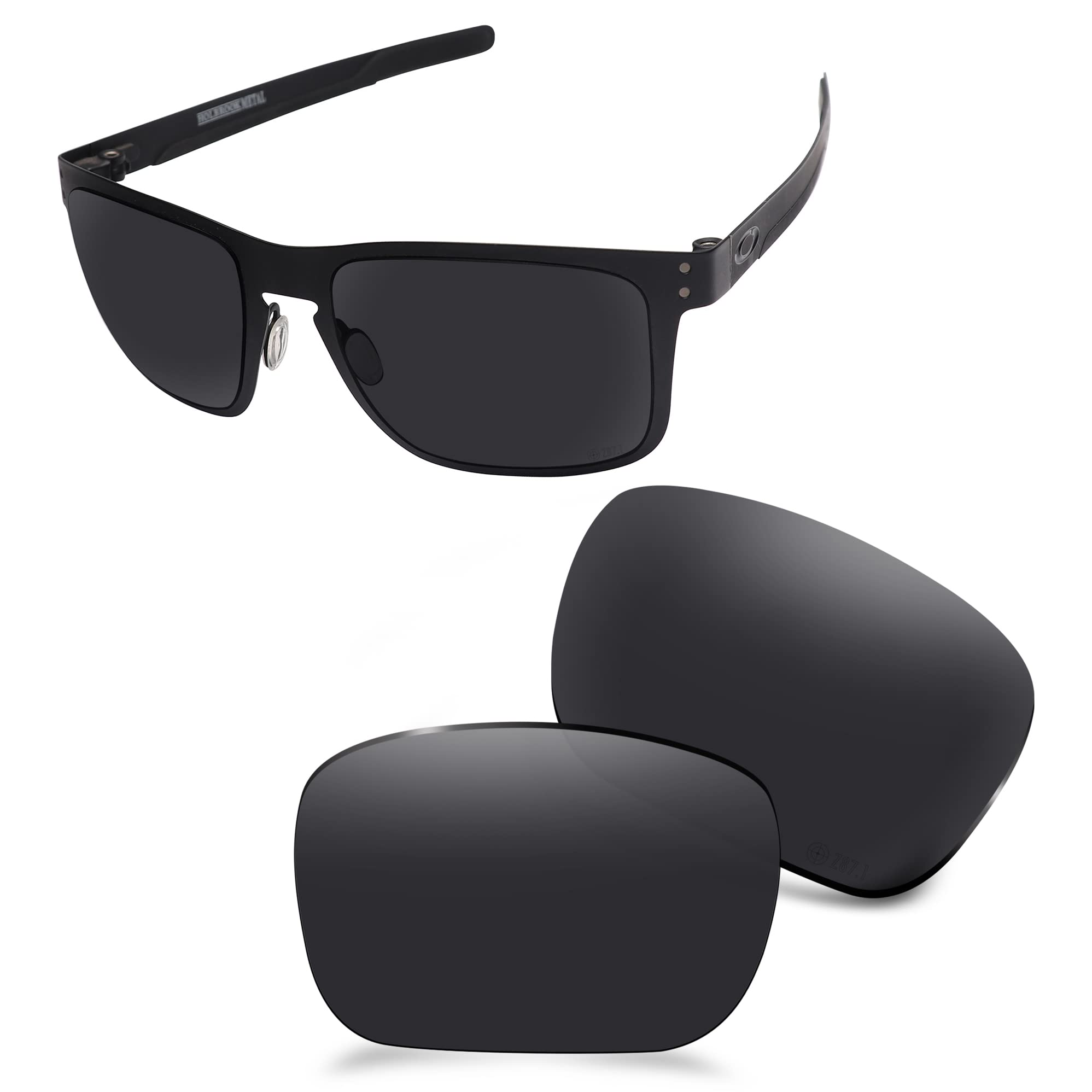 AOZAN ANSI Z87.1 Polarized Replacement Lenses For Oakley Holbrook Metal Sunglasses - Onyx Black