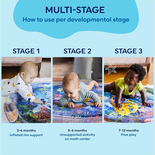 Image of TT TUMMYTIMEZ Premium Tummy Time Water Mat, Extra Large Multi-Stage Activity Center Promoting Baby Motor & Sensory Development, Inflatable Playmat Visual Stimulation Gift Infants Toddlers Boys Girls