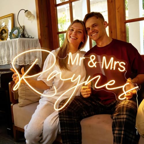 Image of Custom Neon Signs Personalised Large Led Neon Lights Sign Customizable for Wall Decor Wedding Birthday Party Bedroom Bar Shop Name Logo Lights (Optional 16 inch to 55 inch)