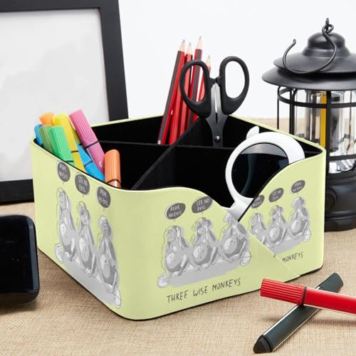 Organiseur de bureau 3 singes pour ranger ses crayons et stylos - 8