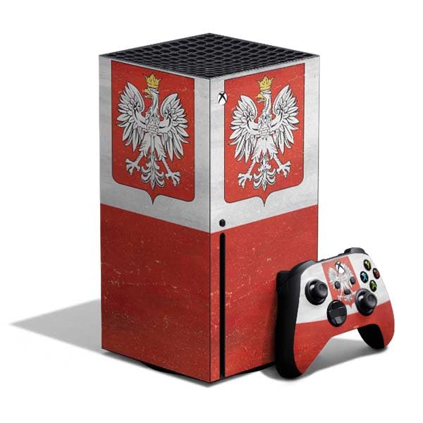 Skinit Decal Gaming Skin Compatible with Xbox Series X Bundle - Poland Flag Distressed Design