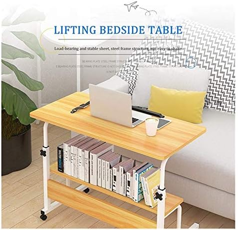 Extendable Rolling Mobility Table Over Bed,Overbed Table Wheels Bedside Desk C-Shaped Base Laptop Desk Home Office Adjustable Lap Table Mobile Laptop Computer Stand Bedside Table P
