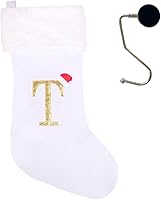 Vista 101 de Soporte para Medias de Navidad con Monograma de 20 Pulgadas Color Rojo Vino con Letras, Medias de Navidad Súper Suaves, Medias Grandes