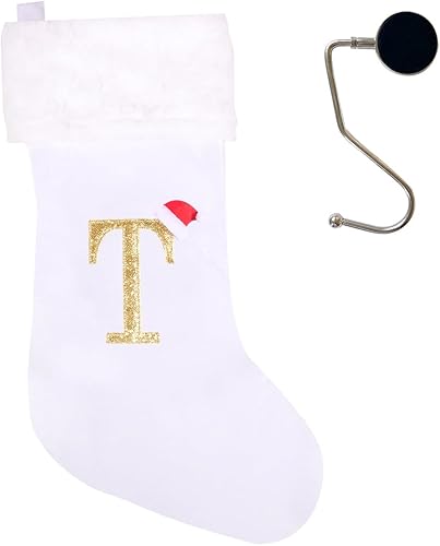 Vista 106 de Medias de Navidad con monograma de 20 pulgadas con letras, medias de Navidad súper suaves, medias grandes con monograma, medias de letras rojas