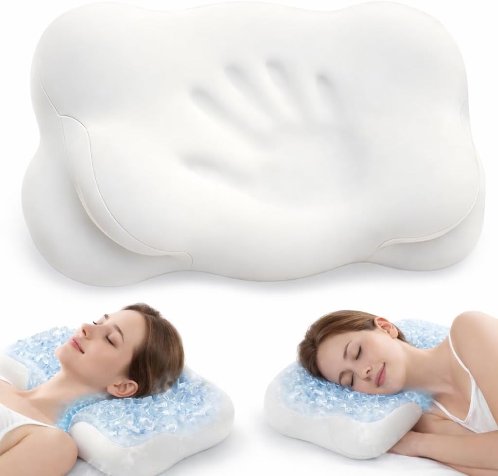 Ergonomic Memory Foam Cloud Pillow,Japanese One-Piece Molded Slow Rebound Design for Cervical Neck Relaxation & Support,Sofa,Bed Reading,Pregnancy,Side Sleepers,Knee & Leg Support,Travel (White)